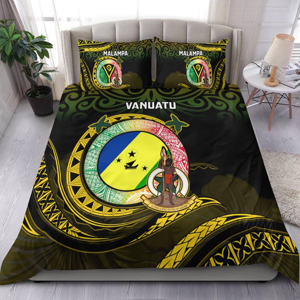 Custom Vanuatu Provinces Bedding Set Coat Of Arms Mix Flag CTM14 US Twin 172cm x 218cm Multicolor - Polynesian Pride