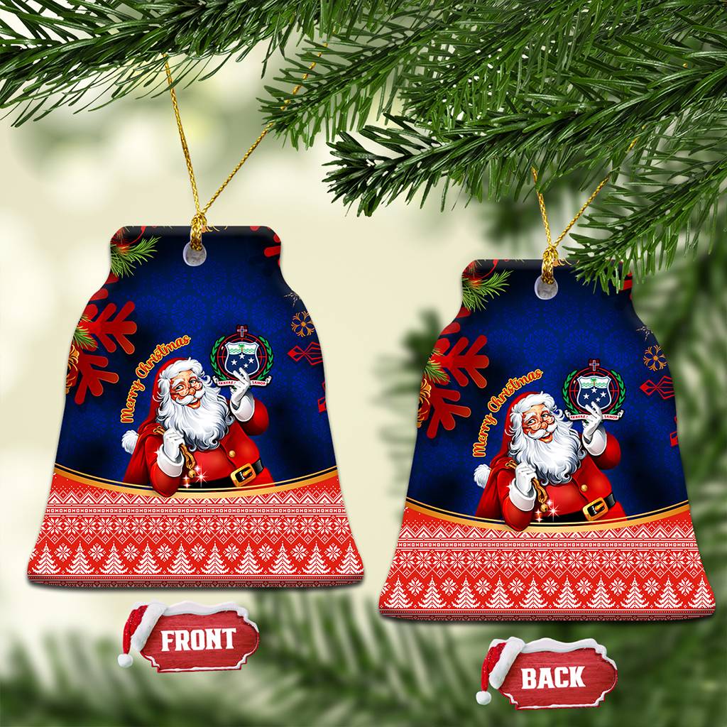 Custom Polynesian Ceramic Ornament Happy Santa Claus With Coat Of Arms CTM14 - Polynesian Pride