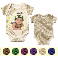 Custom Baby Photo Plumeria Polynesian Pattern Baby Onesie CTM14 Multicolor - Polynesian Pride