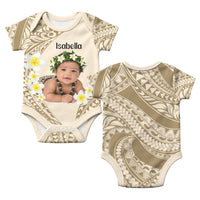 Custom Baby Photo Plumeria Polynesian Pattern Baby Onesie CTM14 - Polynesian Pride