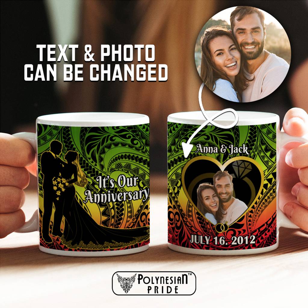 Custom Photo It Is Our Anniversary Ceramic Mug Polynesian Couples Wedding Memorial Gift CTM14 - Polynesian Pride