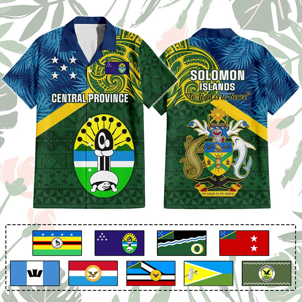 Custom Solomon Islands Provinces Hawaiian Shirt Coat Of Arms With Flag Unique Version CTM14 Green - Polynesian Pride