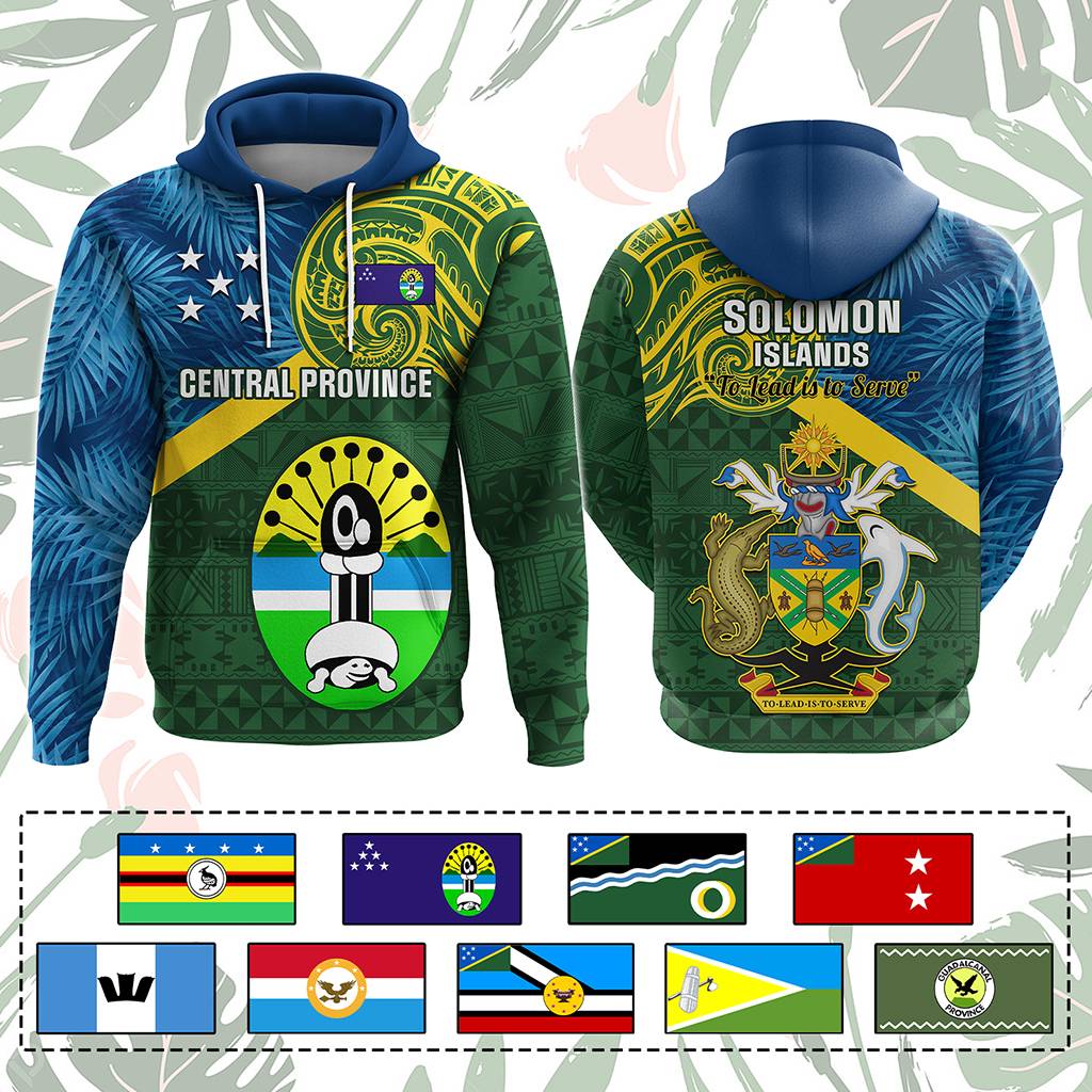 Custom Solomon Islands Provinces Hoodie Coat Of Arms With Flag Unique Version CTM14 Green - Polynesian Pride