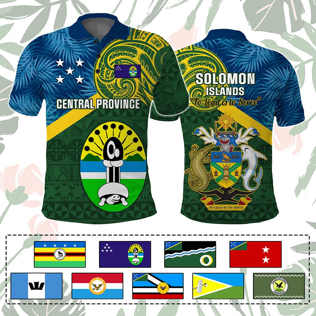 Custom Solomon Islands Provinces Polo Shirt Coat Of Arms With Flag Unique Version CTM14 Green - Polynesian Pride