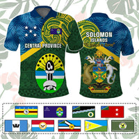 Custom Solomon Islands Provinces Polo Shirt Coat Of Arms With Flag Unique Version CTM14 Green - Polynesian Pride