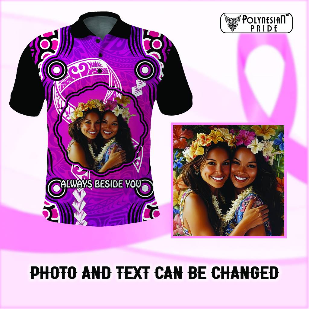 Custom Photo Cancer Awareness Polo Shirt Brave Strong Aboriginal With Polynesian Pattern CTM14 Multicolor - Polynesian Pride