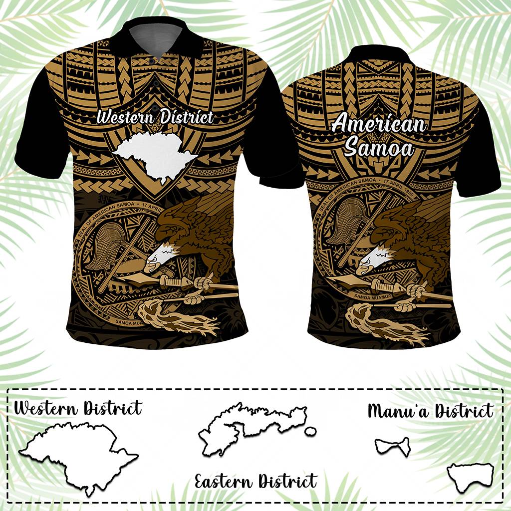 Custom American Samoa Polo Shirt Coat Of Arms With Districts Map Polynesian Pattern CTM14 Multicolor - Polynesian Pride