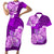 Polynesian Couple Matching Outfit Floral Tribal Combo Short Sleeve Bodycon Long Dress and Hawaiian Shirt Purple LT9 - Polynesian Pride