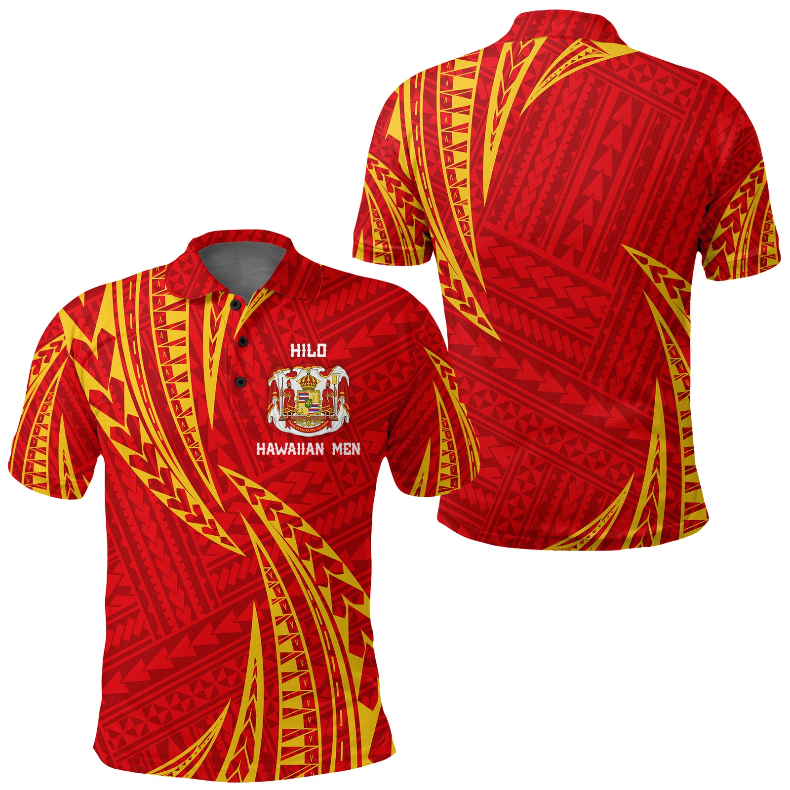 Hawaii HILO Polo Shirt Red Color LT7 Red - Polynesian Pride