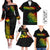 PNG Hibiscus Tribal Pattern Family Matching Outfits Polynesian Pride Off Shoulder Long Sleeves Dress And Shirt Family Set Clothes Motuan Reggae Color LT7 Reggae - Polynesian Pride