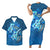 Hawaii Matching Outfit For Couples Hawaiian Blue Hibiscus Polynesian Tribal Bodycon Dress And Hawaii Shirt - Polynesian Pride