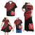 Black Family Matching Outfit Polynesian Tribal Pattern Hibiscus Flowers Off Shoulder Long Sleeve Dress And Shirt - Polynesian Pride