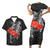 Hawaii Matching Outfit For Couples Red Hibiscus Polynesian Tribal Shark Bodycon Dress And Hawaii Shirt - Polynesian Pride