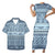 Hawaii Matching Outfit For Couples Polynesian Tribal Blue Bodycon Dress And Hawaii Shirt - Polynesian Pride