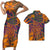 Polynesian Pride Matching Outfit For Couples Orange Turtle Plumeria Polynesian Tribal Bodycon Dress And Hawaii Shirt - Polynesian Pride