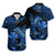 Polynesian Matching Dress and Hawaiian Shirt Hawaii Kakau Kanaka with Tribal Hammerhead Shark Blue LT14 - Polynesian Pride