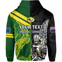 Custom Australia Kangaroos and All Black Rugby Hoodie Aboriginal Mix NZ Maori Fern LT14 - Polynesian Pride