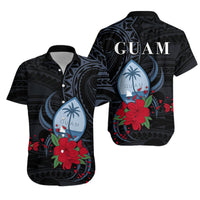 Guam Hawaiian Shirt Polynesian Flowers Version Black LT13 Unisex Black - Polynesian Pride