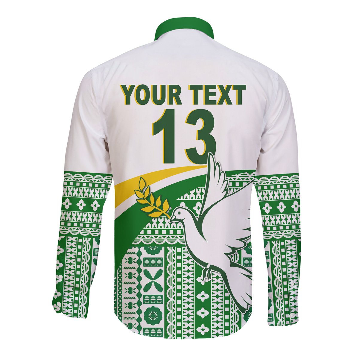 (Custom Text and Number) Tailevu Rugby Hawaii Long Sleeve Button Shirt Fiji Rugby Tapa Pattern White LT13 - Polynesian Pride