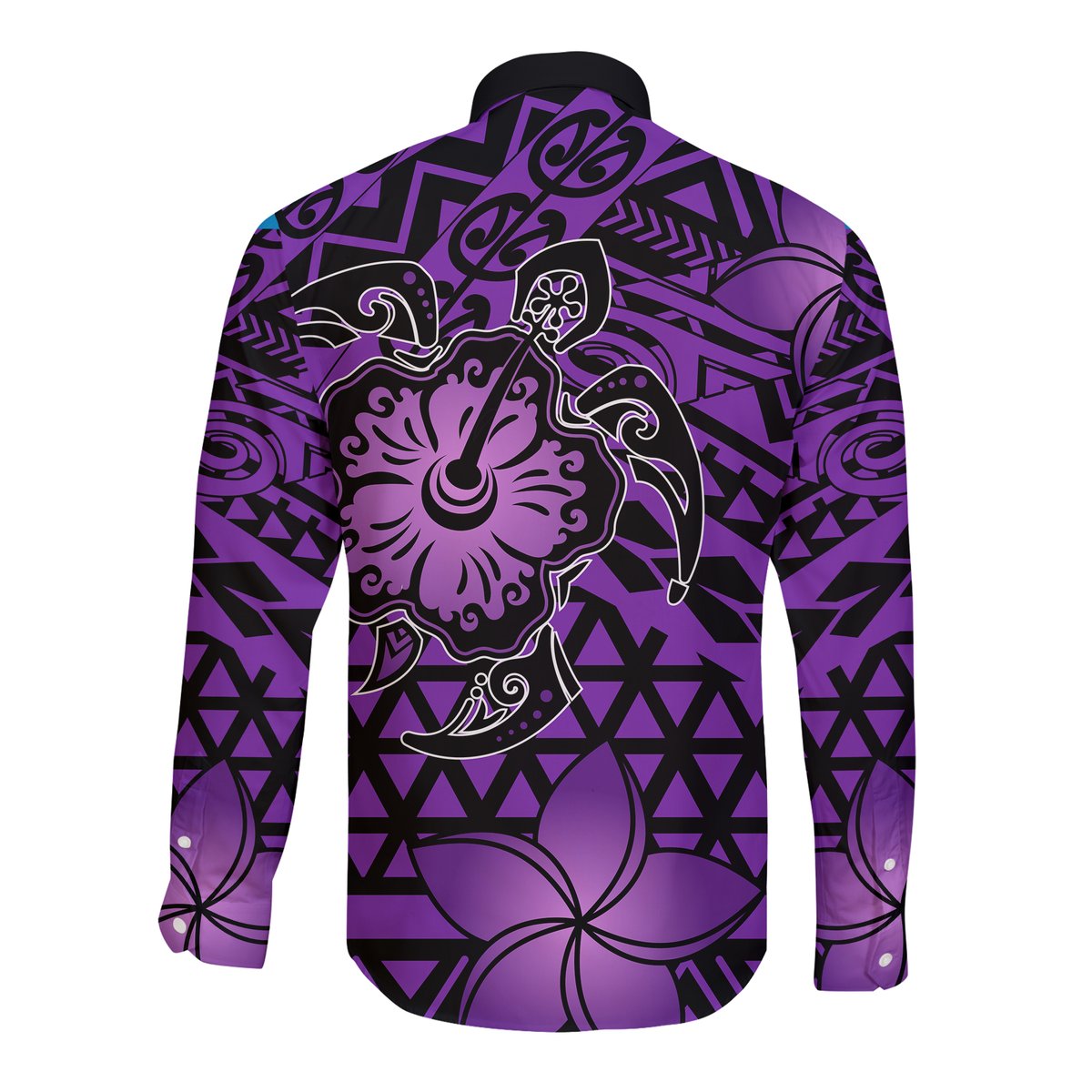 Hawaii Mix Polynesian Turtle Plumeria Nick Style Purple Hawaii Long Sleeve Button Shirt LT13 - Polynesian Pride