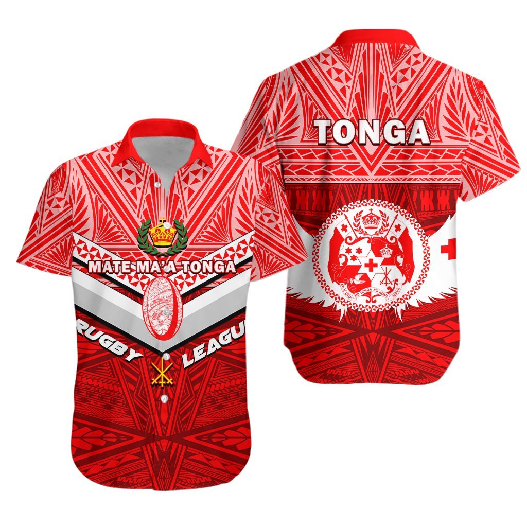 Tonga Rugby Mate Ma'a Tonga Tapa Pattern Hawaiian Shirt - LT2 Unisex RED - Polynesian Pride