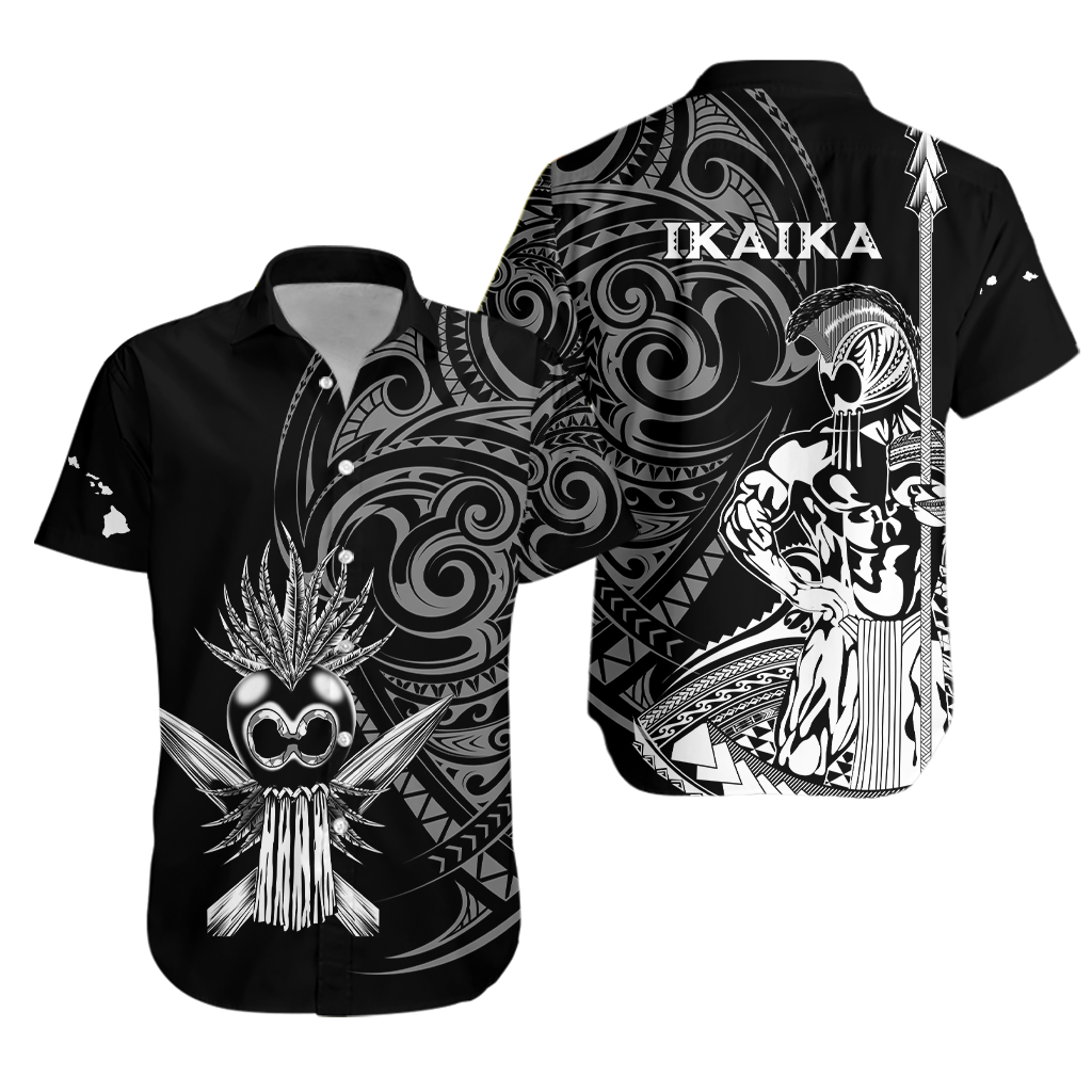 Hawaii Ikaika Warrior Hawaiian Shirt - LT2 Unisex BLACK - Polynesian Pride