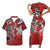 Hawaii Flowers Matching Outfit For Couples Red Polynesian Tribal Bodycon Dress And Hawaii Shirt - Polynesian Pride
