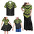 Black Polynesian Family Matching Outfit Polynesian Tribal Tattoo Print Off Shoulder Long Sleeve Dress And Hawaii Shirt - Polynesian Pride