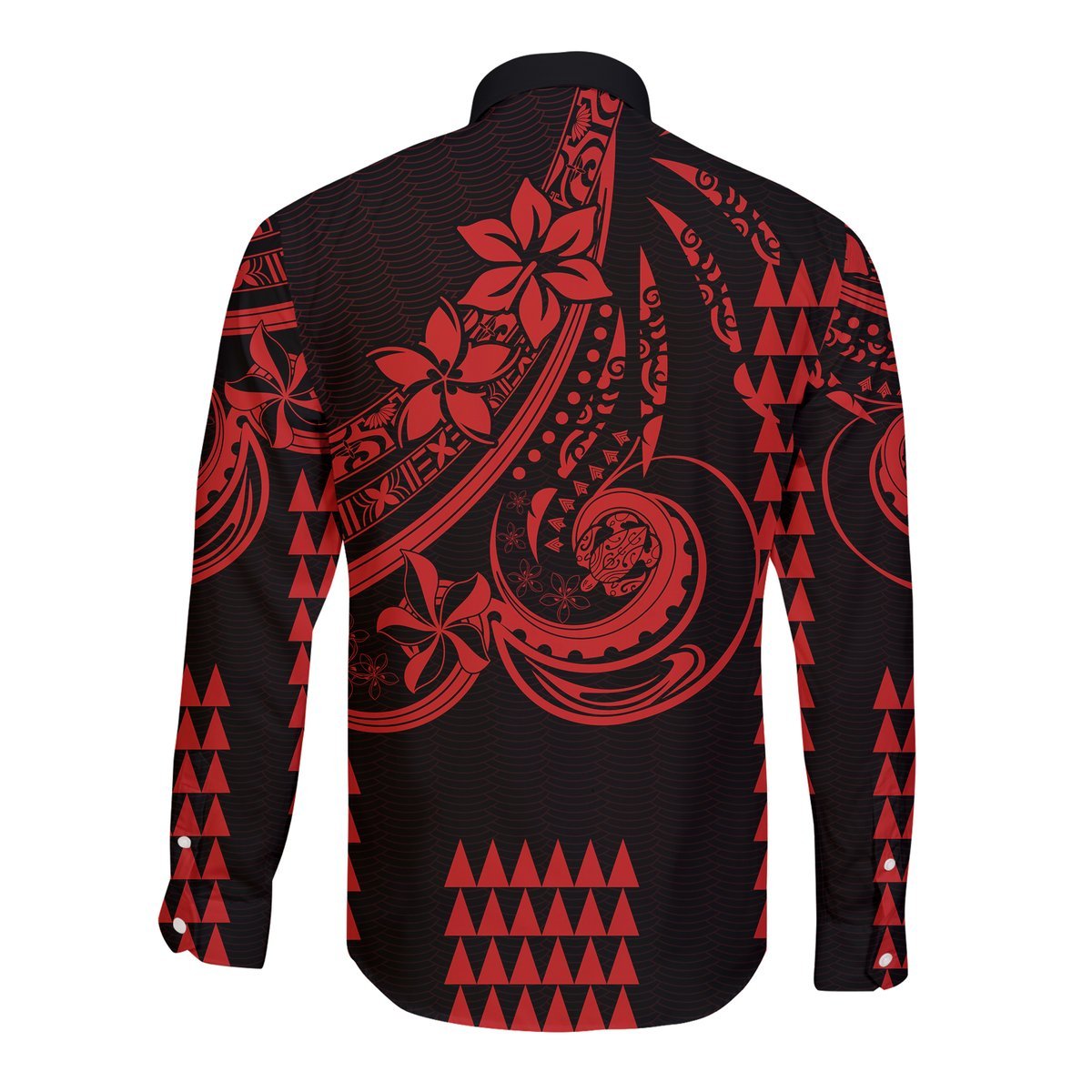 Kakau Hawaiian Polynesian Couples Matching Outfits Long Sleeve Dress And Long Sleeve Button Shirt Red LT6 - Polynesian Pride
