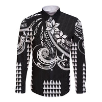Kakau Hawaiian Polynesian Couples Matching Outfits Long Sleeve Dress And Long Sleeve Button Shirt Black LT6 - Polynesian Pride
