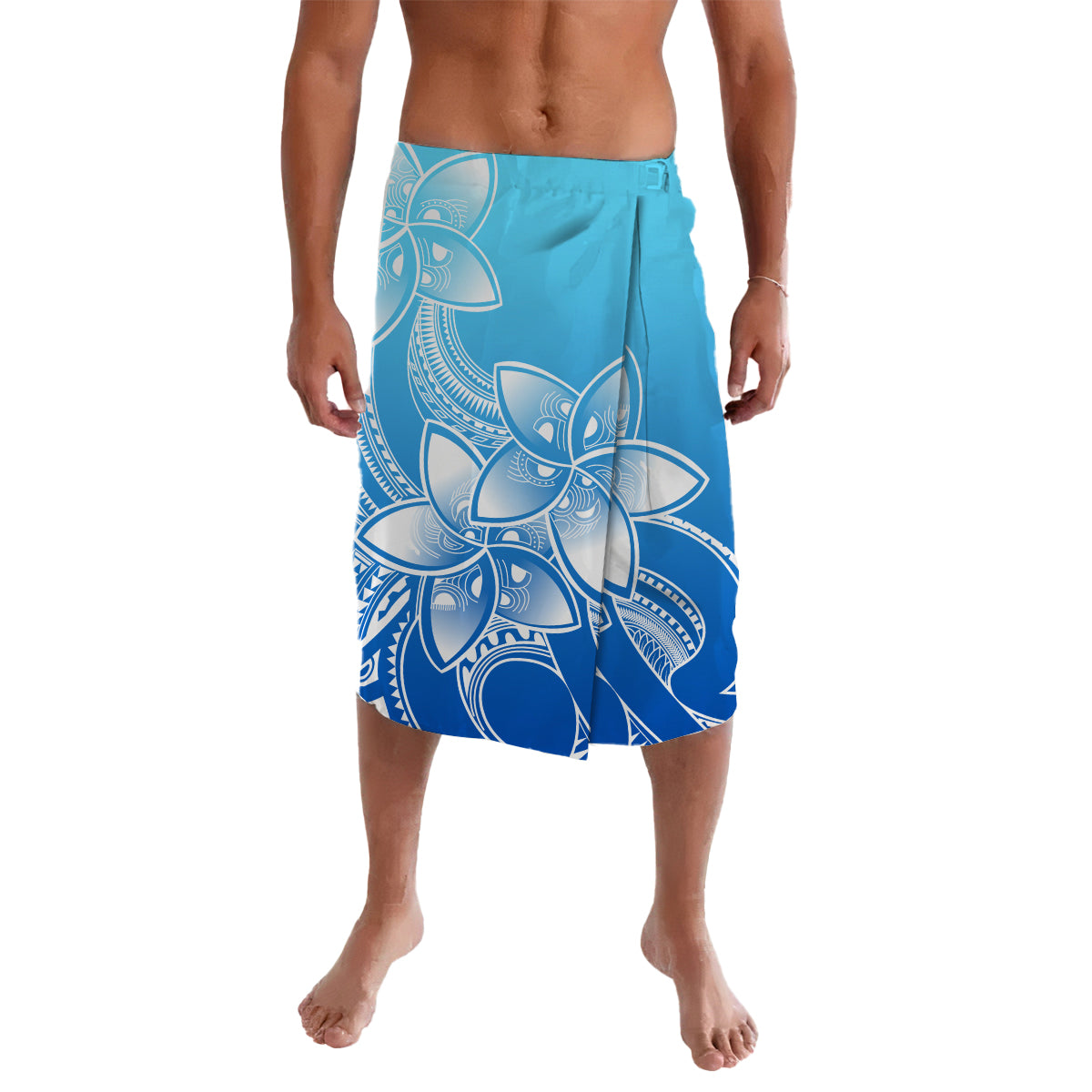 Polynesian Plumeria Flowers Lavalava Polynesian Tribal Gradient Blue LT9 Gradient Blue - Polynesian Pride LLC