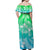 Polynesian Pride Plumeria Flowers Off Shoulder Long Dress Polynesian Tribal Gradient Green LT9 - Polynesian Pride