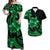 Polynesian Couple Outfits Plumeria Flowers Matching Dress and Hawaiian Shirt Polynesian Tribal Green Vibe LT9 Green - Polynesian Pride