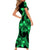 Polynesian Pride Plumeria Flowers Short Sleeve Body Long Dress Polynesian Tribal Green Vibe LT9 - Polynesian Pride