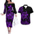 Polynesian Couple Outfits Plumeria Flowers Couples Long Sleeve Dress and Hawaiian Shirt Polynesian Tribal Purple Vibe LT9 Purple - Polynesian Pride