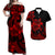 Polynesian Couple Outfits Plumeria Flowers Matching Dress and Hawaiian Shirt Polynesian Tribal Red Vibe LT9 Red - Polynesian Pride