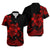 Polynesian Couple Outfits Plumeria Flowers Couples Long Sleeve Dress and Hawaiian Shirt Polynesian Tribal Red Vibe LT9 - Polynesian Pride