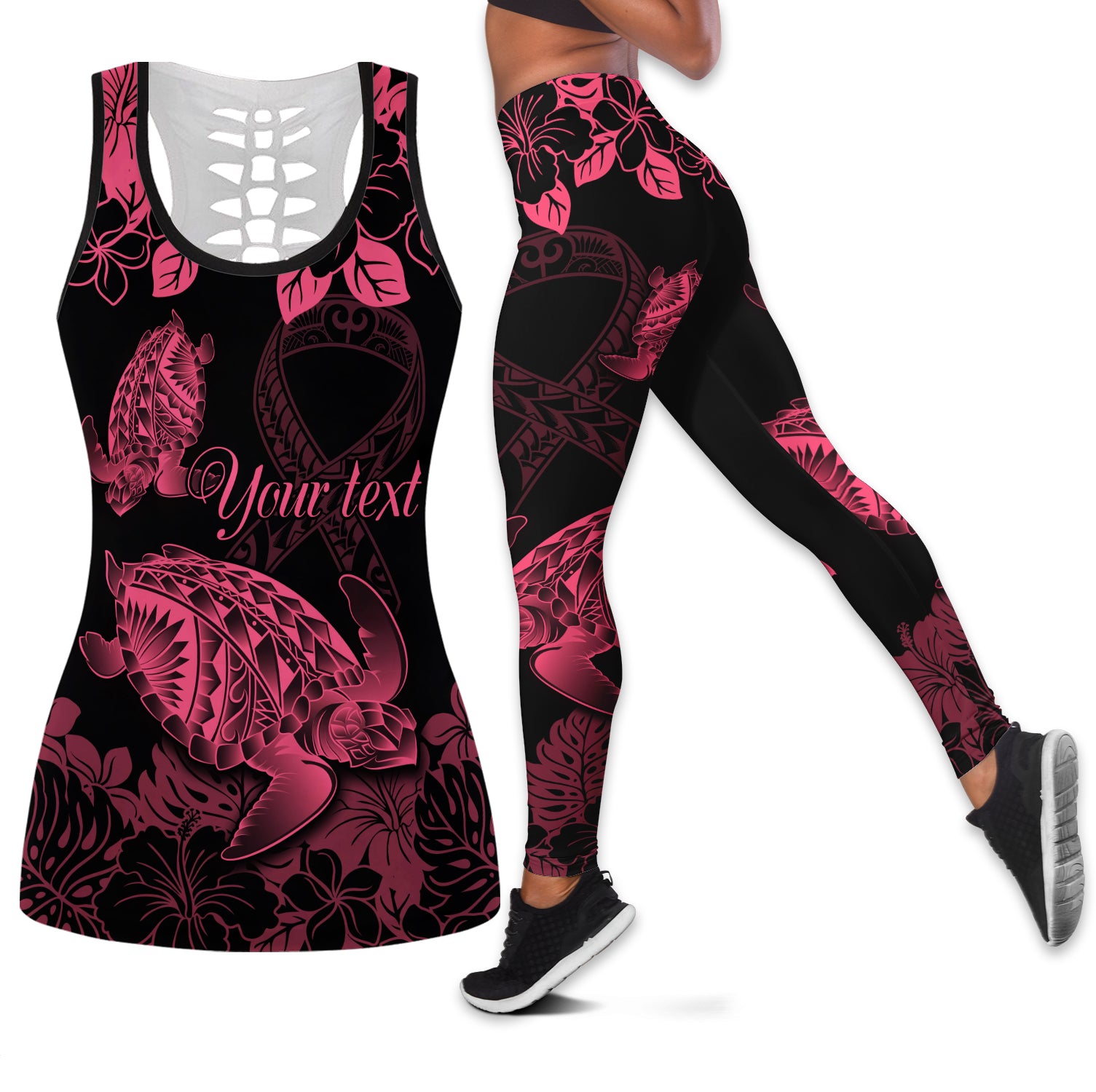 personalised-polynesian-turtle-ribbon-hollow-tank-top-think-pink-breast-cancer-with-pacific-hibiscus