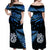 Matching Outfits For Couples Maori Couples Long Dress and Hawaiian Shirt Matariki Stars Manaia with Paua Shell - Blue LT9 - Polynesian Pride