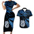 Matching Outfits For Couples Maori Short Sleeve Body Long Dress and Hawaiian Shirt Matariki Stars Manaia with Paua Shell - Blue LT9 Blue - Polynesian Pride