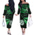 Hawaiian Couple Outfits NZ New Year Couples Long Sleeve Dress and Hawaiian Shirt Manaia with Paua Shell - Green LT9 - Polynesian Pride