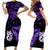 Matariki New Zealand Short Sleeve Body Long Dress Manaia with Paua Shell - Purple LT9 - Polynesian Pride