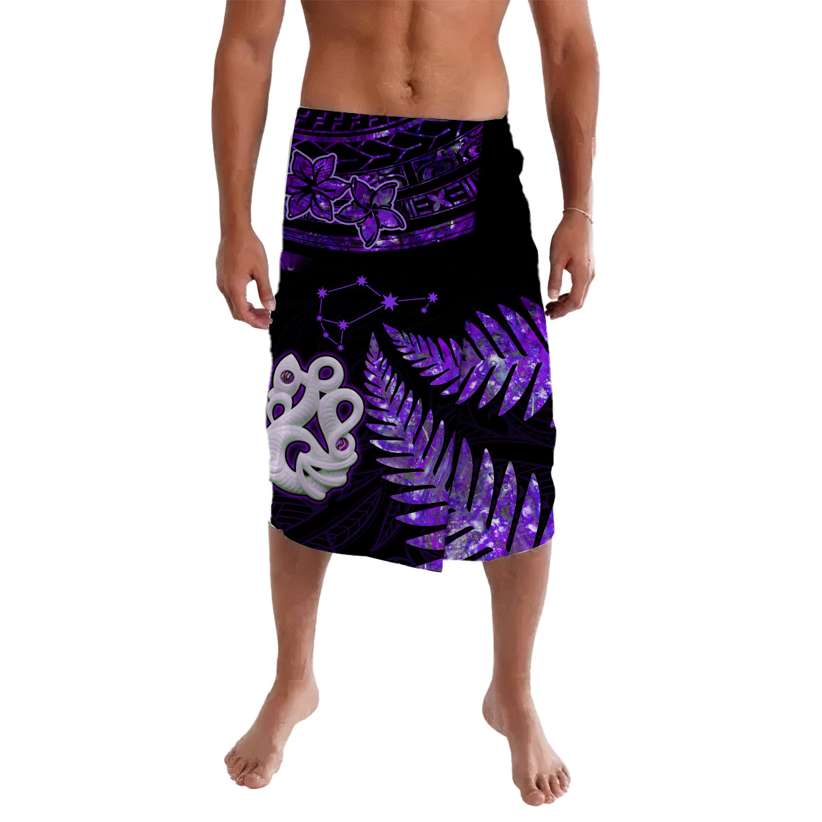 Matariki New Zealand Lavalava Manaia with Paua Shell Purple LT9 Purple - Polynesian Pride