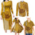 Strong Maui Family Matching Long Sleeve Bodycon Dress and Hawaiian Shirt Good Living Hawaii with Shaka Sign Kakau Tribal Gold LT9 - Polynesian Pride