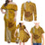 Strong Maui Family Matching Off Shoulder Maxi Dress and Hawaiian Shirt Good Living Hawaii with Shaka Sign Kakau Tribal Gold LT9 - Polynesian Pride