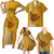 Strong Maui Family Matching Short Sleeve Bodycon Dress and Hawaiian Shirt Good Living Hawaii with Shaka Sign Kakau Tribal Gold LT9 Gold - Polynesian Pride