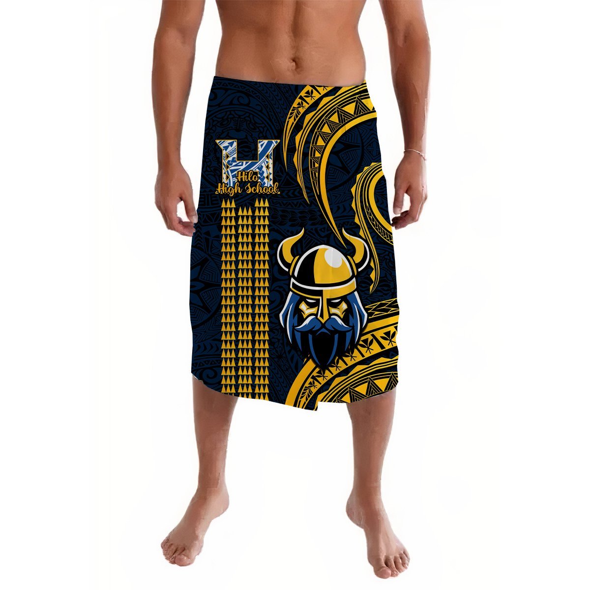 Hawaii Hilo High School Lavalava Polynesian Kakau Pattern LT14 Gold - Polynesian Pride