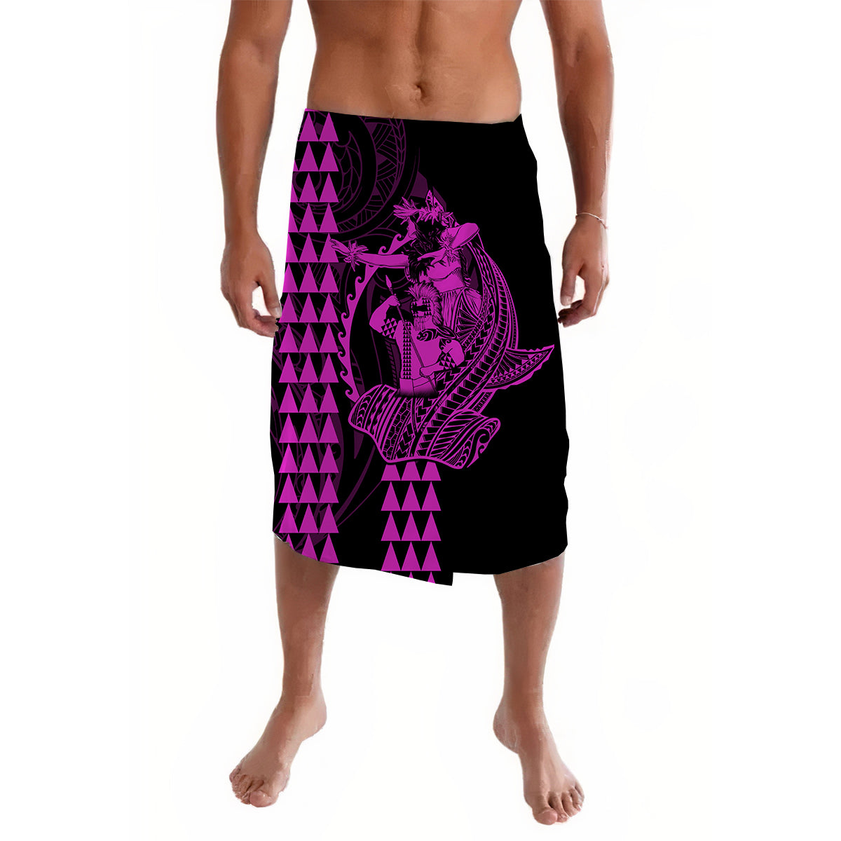 Polynesian Lavalava Hawaiian Warrior and Aloha Girl With Hammerhead Shark Tattoos Purple LT6 Lavalava Purpe - Polynesian Pride