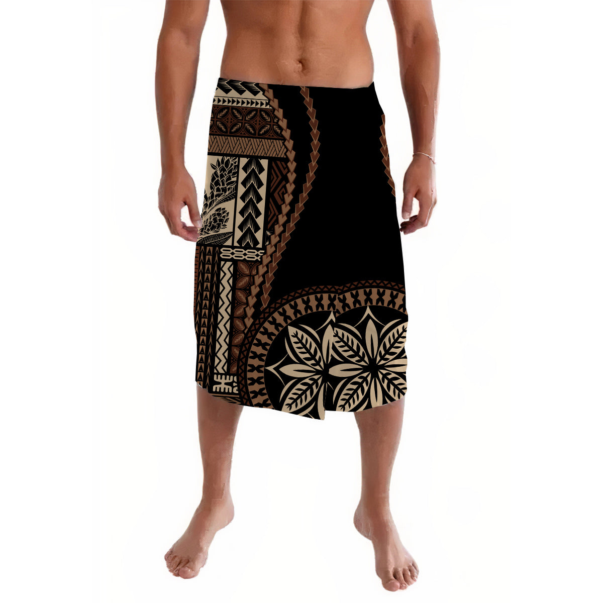 Samoa Siapo Motif Lavalava Classic Style - Black Ver02 LT7 Lavalava Black - Polynesian Pride