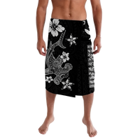 Hawaii Hammerhead Shark Hibiscus Hawaii Pattern Lavalava LT2 Lavalava BLACK - Polynesian Pride